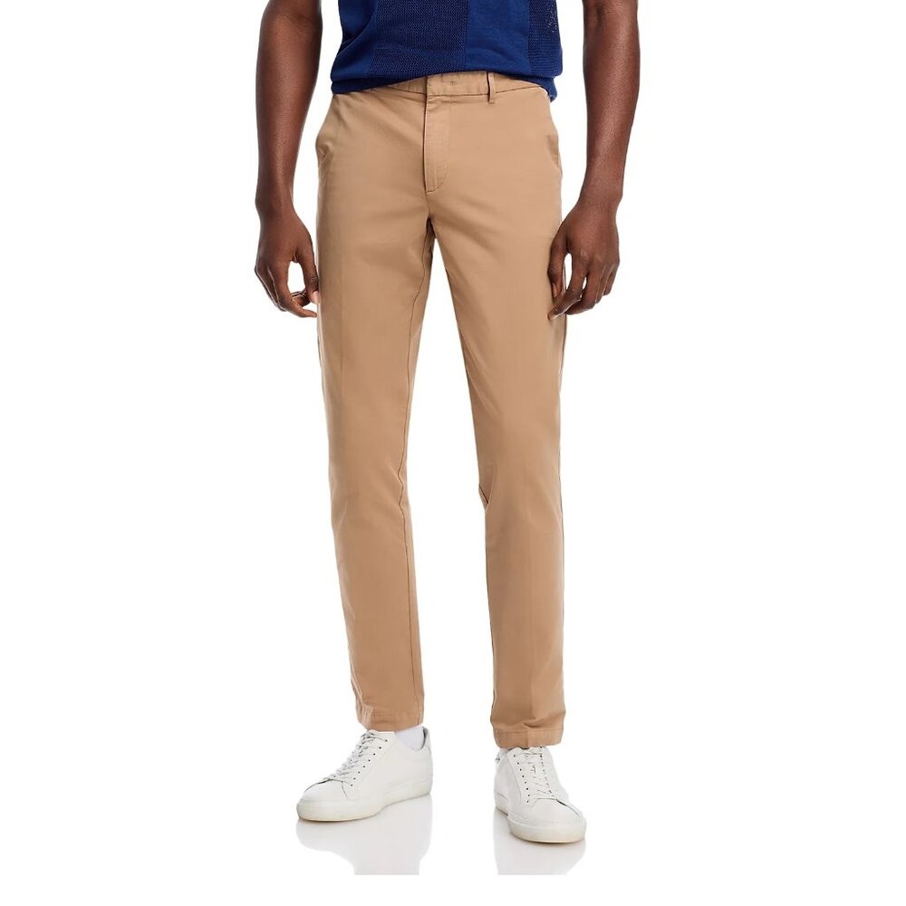 Hugo Boss Men's BOSS Kaito Modern Slim Fit Pants Stretch Cotton Solid Open Beige